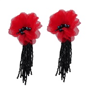 ( red)summer flowers earrings occidental style Earring woman flowers glass tube tassel earring Bohemia