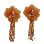 ( yellow)summer flowers earrings occidental style Earring woman flowers glass tube tassel earring Bohemia