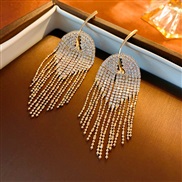 ( Silver needle  Gold Set in drill Tassels)fashion wind diamond tassel silver earrings occidental style personality exa