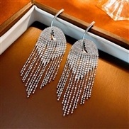 ( Silver needle  Silver Set in drill Tassels)fashion wind diamond tassel silver earrings occidental style personality e