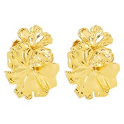 ( Gold) fashion medium wind flowers splice earrings  retro personality creative Metal geometry Earring