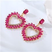 ( rose Red)occidental style lovely sweet all-Purpose earrings samll wind color Peach heart high earrings woman