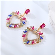 ( Color)occidental style lovely sweet all-Purpose earrings samll wind color Peach heart high earrings woman