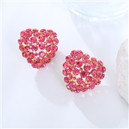 ( red)occidental style fashion super heart-shaped all-Purpose earrings exaggerating Earring woman Rhinestone fully-jewe