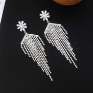( Silver)fashion zircon Rhinestone snowflake earrings Street Snap personality fully-jewelled temperament ear stud Earri