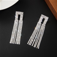 ( Silver)  fashion square tassel Rhinestone Earring  claw chain diamond earringE