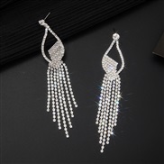 ( Silver) fashion woman Rhinestone Earring brief long style flash diamond tassel claw chain fully-jewelled earringsE