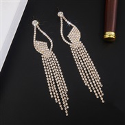 ( Gold) fashion woman Rhinestone Earring brief long style flash diamond tassel claw chain fully-jewelled earringsE
