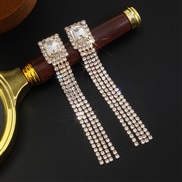 ( Gold)fashion Rhinestone earring brief tassel claw chain square earrings atmospheric EarringE