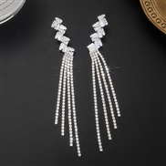 ( Silver)occidental style fashion Metal long style tassel earrings zircon Rhinestone claw chain Earring  windE