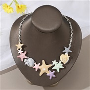 (NZ2916baik)occidental style star Shells Pearl necklace woman summer exaggerating personality