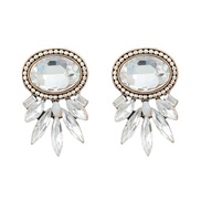 ( white)colorful diamond earrings occidental style exaggerating Earring woman Alloy diamond Round flowers ear stud