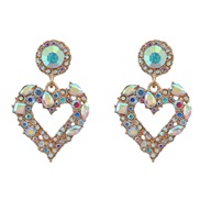 (AB color)colorful diamond earrings exaggerating occidental style Earring woman Alloy diamond heart-shaped fully-jewell
