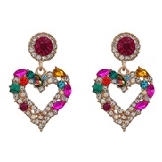 ( Color)colorful diamond earrings exaggerating occidental style Earring woman Alloy diamond heart-shaped fully-jewelled