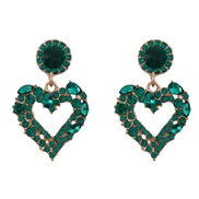 ( green)colorful diamond earrings exaggerating occidental style Earring woman Alloy diamond heart-shaped fully-jewelled