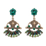 ( green)colorful diamond earrings occidental style fully-jewelled Earring woman Alloy diamond exaggerating retro Bohemi