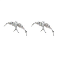 ( Silver)occidental style earrings Earring lady Alloy diamond Rhinestone fashion exaggerating animalearrings