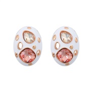 ( Gold)summer occidental style earrings Alloy enamel ear stud woman Round Korean style Earringearrings