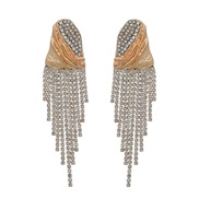 ( Gold)occidental style exaggerating earrings fully-jewelled tassel Earring fashion Alloy diamond Rhinestoneearrings