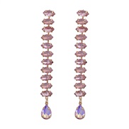 ( Pink)occidental style colorful diamond earrings fully-jewelled Earring woman multilayer Rhinestone diamond long style
