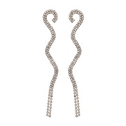 ( Gold)super claw chain occidental style exaggerating earrings woman Alloy diamond fashion wave banquet