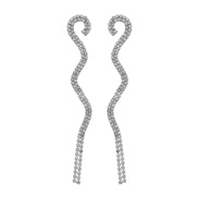 ( Silver)super claw chain occidental style exaggerating earrings woman Alloy diamond fashion wave banquet