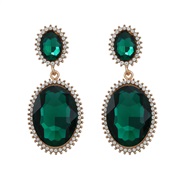 ( green)colorful diamond earrings occidental style Earring Alloy diamond Round glass diamond earring exaggerating