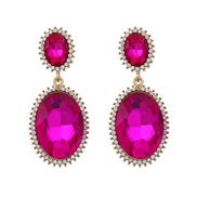 ( rose Red)colorful diamond earrings occidental style Earring Alloy diamond Round glass diamond earring exaggerating