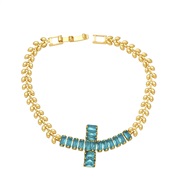 ( light blue )occidental style fashion personality embed color zircon cross bracelet temperament bracelet womanbrc