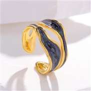 ( Black )occidental style brief titanium steel ring woman colorins wind high gilded opening