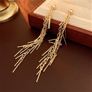 ( Silver needle  Gold Tassels)elegant samll long style chain tassel silver earrings personality Metal wind temperament 
