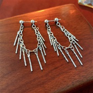 ( Silver needle  Silver Tassels)personality Metal wind chain tassel silver earrings occidental style fashion temperamen