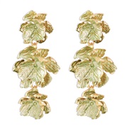 (Cyan )E occidental style flowers Alloy earrings  personality samll temperament three-dimensional flowers long style Ea