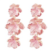 ( Pink)E occidental style flowers Alloy earrings  personality samll temperament three-dimensional flowers long style Ea