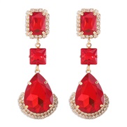 ( red)E fashion elegant diamond drop earring  retro temperament splice geometry Alloy earrings woman