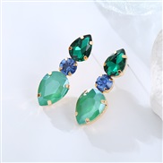 ( green)occidental style fashion brief wind Rhinestone earrings woman style geometry drop high ear stud