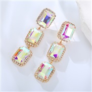 (AB)occidental style fashion diamond zircon gem ear stud long square crystal earrings Earring high
