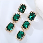( green)occidental style fashion diamond zircon gem ear stud long square crystal earrings Earring high