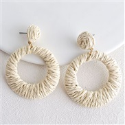 ( white)occidental style Bohemia wind handmade weave geometry Irregular Round earring leisure