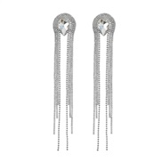 ( Silver)super claw chain exaggerating occidental style earrings drop glass diamond long style tassel Earring banquet