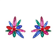 ( Color)occidental style exaggerating earrings fully-jewelled flowers ear stud woman Alloy diamond fully-jewelled Earri