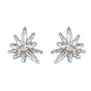( white)occidental style exaggerating earrings fully-jewelled flowers ear stud woman Alloy diamond fully-jewelled Earri
