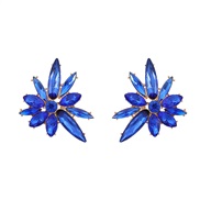 ( blue)occidental style exaggerating earrings fully-jewelled flowers ear stud woman Alloy diamond fully-jewelled Earrin