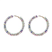 (AB color)colorful diamond earrings exaggerating occidental style circle woman Round Alloy diamond fully-jewelledearrin