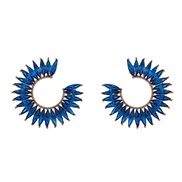 ( blue)occidental style colorful diamond earrings Word Earring womanins fashion Round sun flower flowers