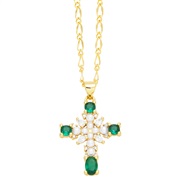( green)occidental style embed Pearl cross necklaceins samll clavicle chain temperament all-Purposenku