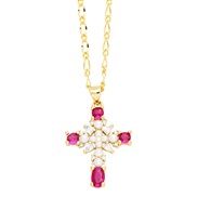 ( rose Red)occidental style embed Pearl cross necklaceins samll clavicle chain temperament all-Purposenku