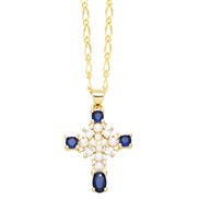 ( blue)occidental style embed Pearl cross necklaceins samll clavicle chain temperament all-Purposenku