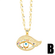 (B)personality embed colorful diamond eyes necklace occidental style fashion samll eyes pendantnkt