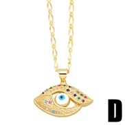 (D)personality embed colorful diamond eyes necklace occidental style fashion samll eyes pendantnkt